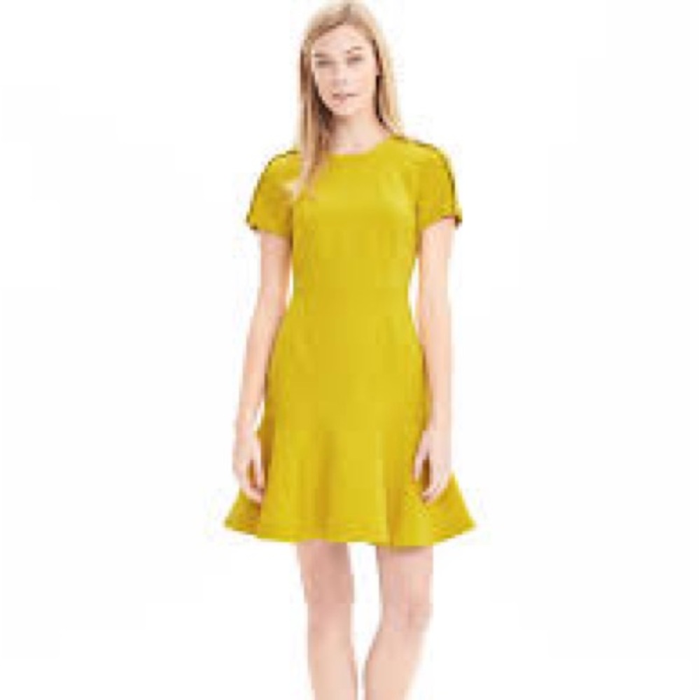 Banana Republic Yellow Flounce Dress Size 14